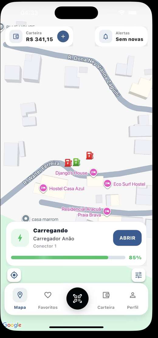 Encontre o eletroposto no aplicativo Quadrivolt
